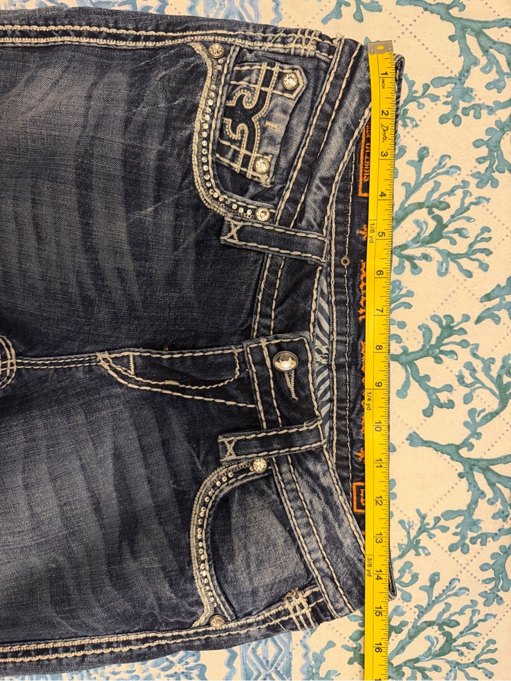 Rock Revival Women's Dark Blue Boot Cut Jeans with Rhinestone detail - Picture 9 of 12